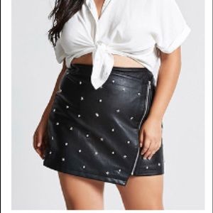 Plus Size Studded Faux Leather Skirt